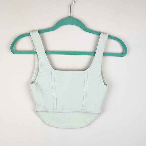 Aritzia Babaton Sculpt Knit Square Neck Bustier Crop Tank Top sz S - Picture 2 of 9